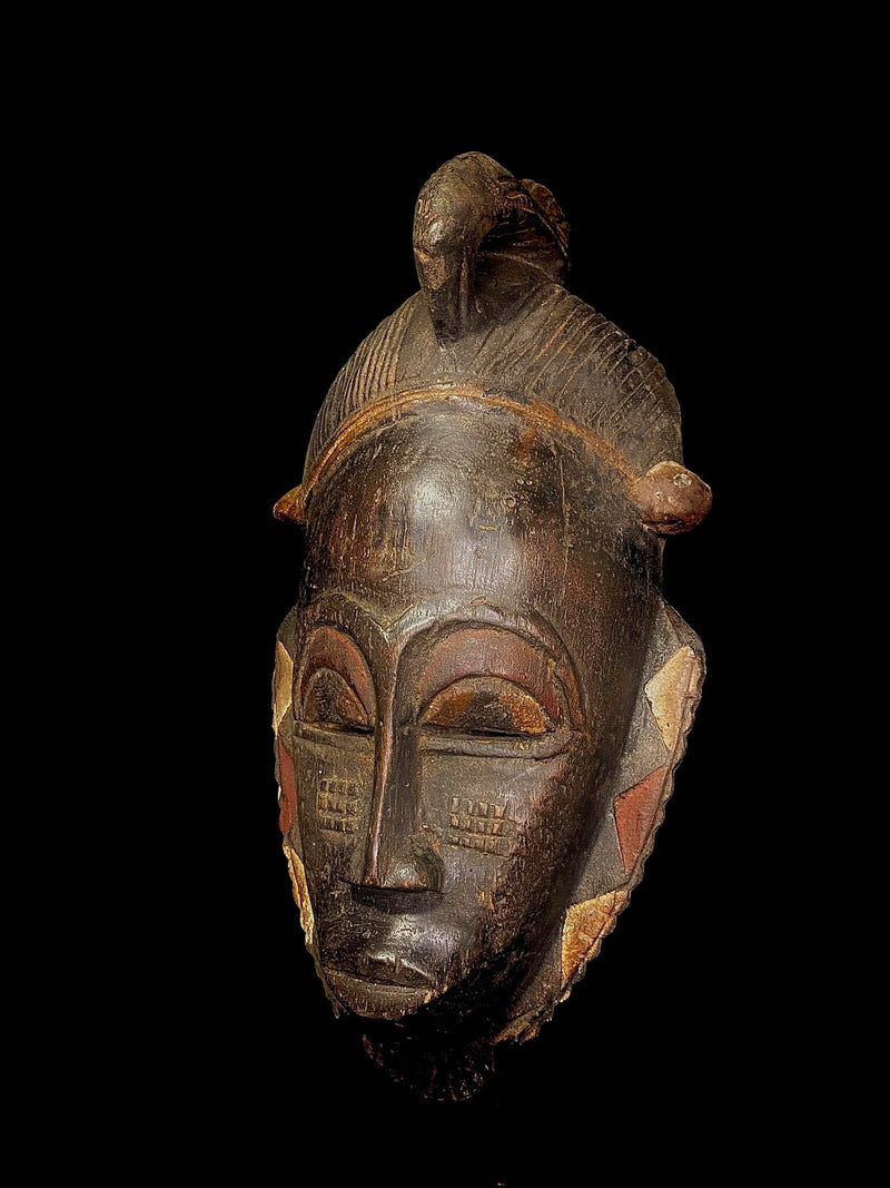 african mask wood tribal mask african Carved wooden art masks Baoulé GURO-5284