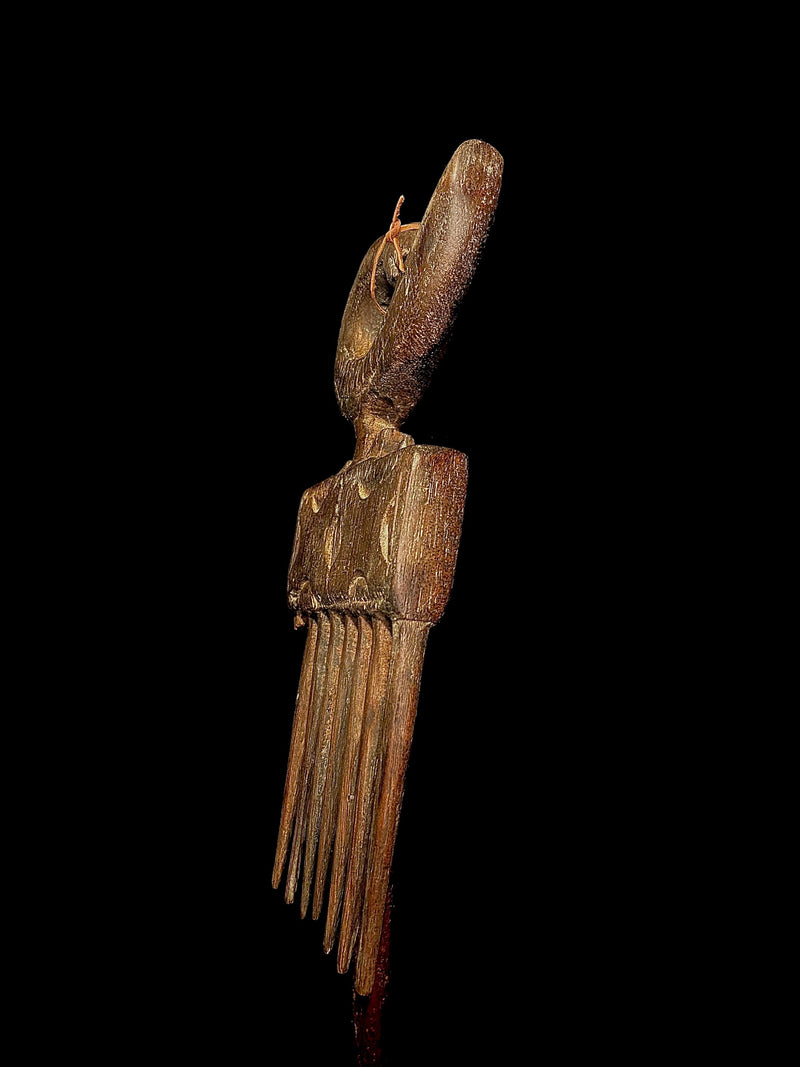 african sculpture Tribal Art Wooden Carved statue tribal wood Old Wooden Comb-5020