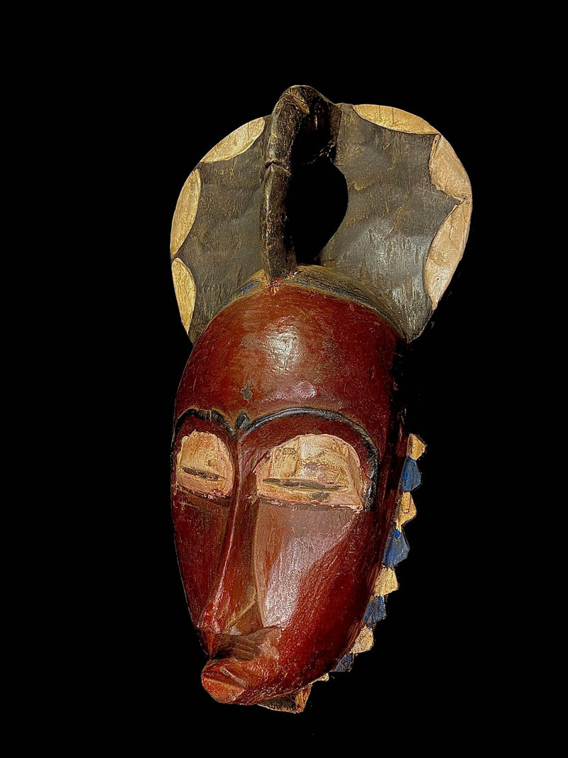African Mask antiques tribal Face vintage Wood Carved GURO Africa Tribal--5007