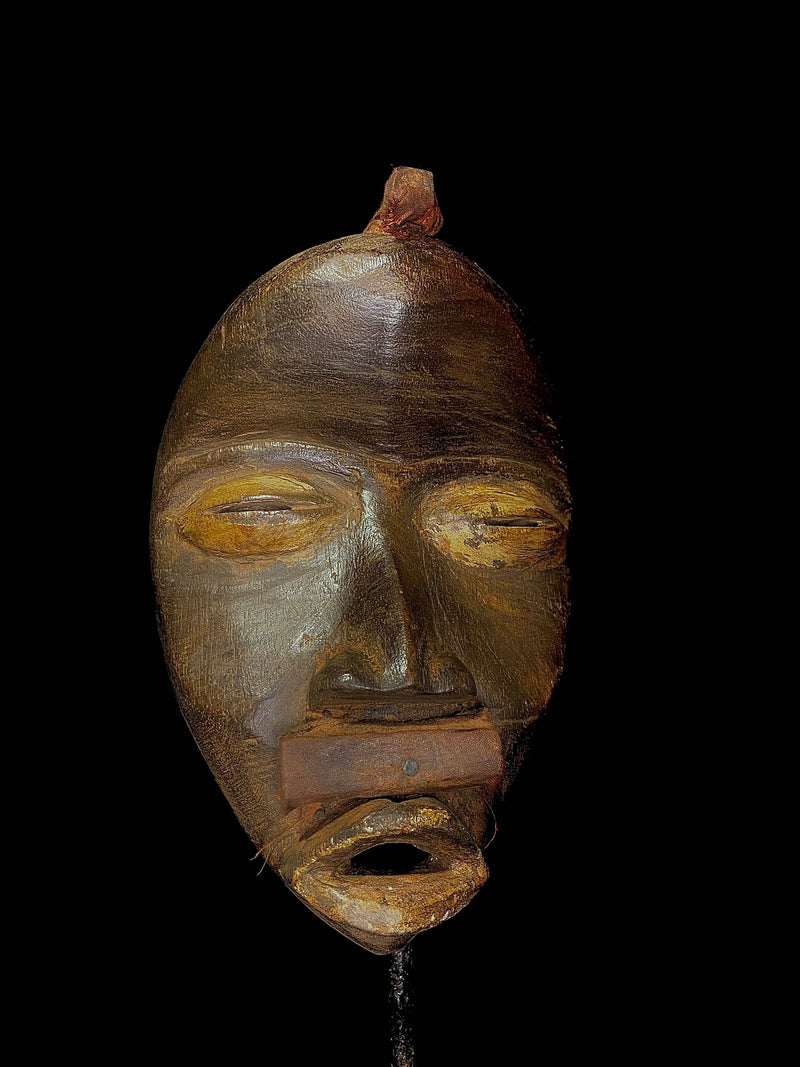 African Mask antiques tribal Face vintage Wood Carved Hanging Dan Mask-5028