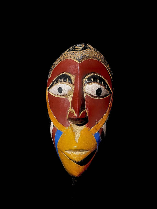 African antique Handmade masks antiques tribal Face vintage Wood Okpesu GHANA-5068