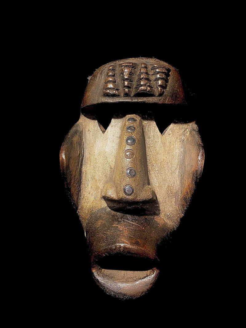 African mask Tribal Face Mask Dan Kran Wooden Polychrome Kaogle Mask-5167