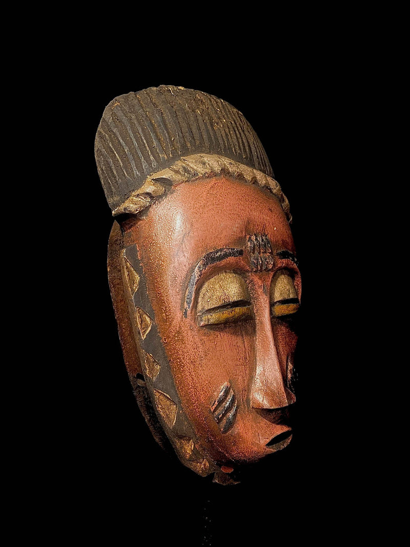 African Tribal Art Wooden Carved Antique African Mask Wood Guro -5175