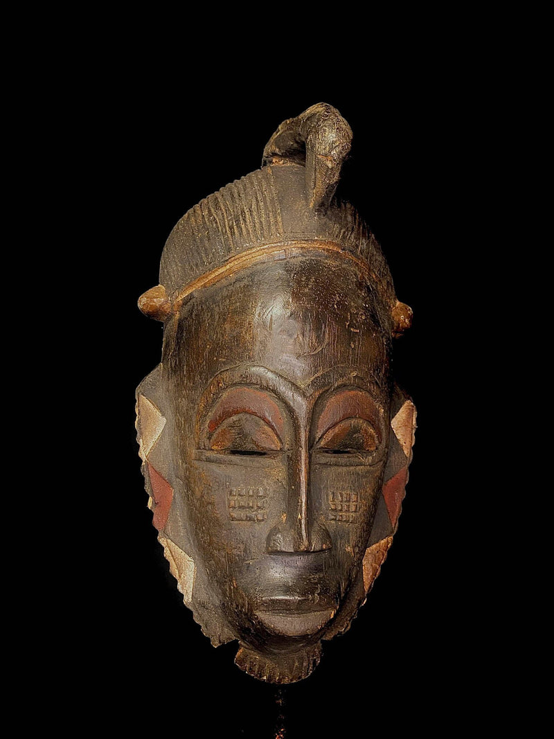 african mask wood tribal mask african Carved wooden art masks Baoulé GURO-5284