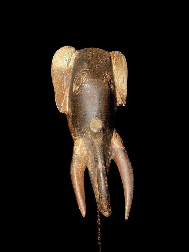 African Mask Hand Carved Elephant African Mask guru elephant Wisdom - 6584