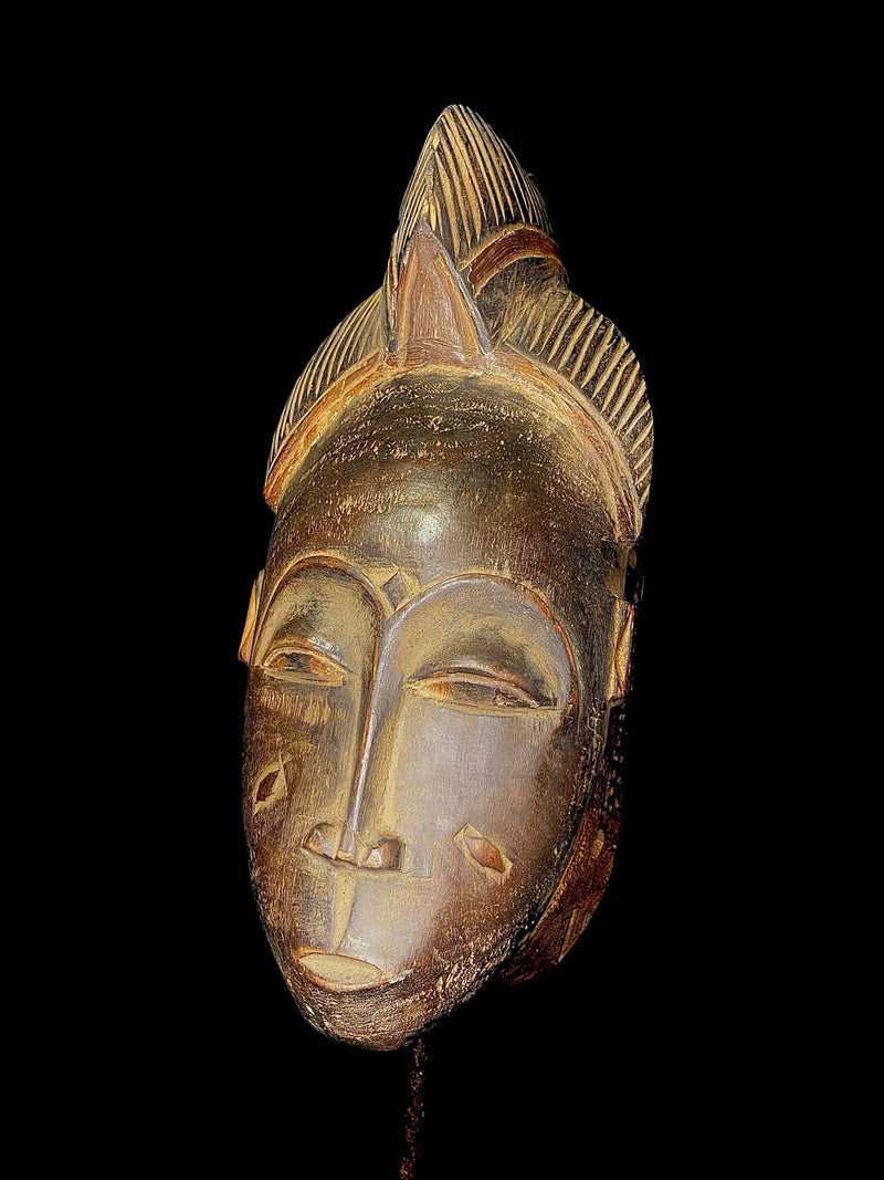 antique wall Wooden Mask Wood Hand Carved Portrait Mask Guro People -6476
