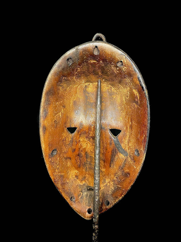 antique Wooden Mask Tribal Wood Carved Hanging Liberia Dan Passport Mask-6375