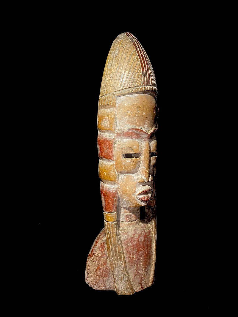 African mask Carved statue tribal wood Mbete figure -6264