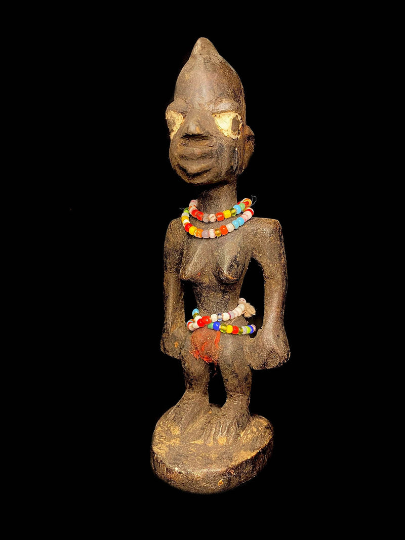 African Tribal Art Wooden Carved Female Figure Yoruba in Early Art Home Décor-6536