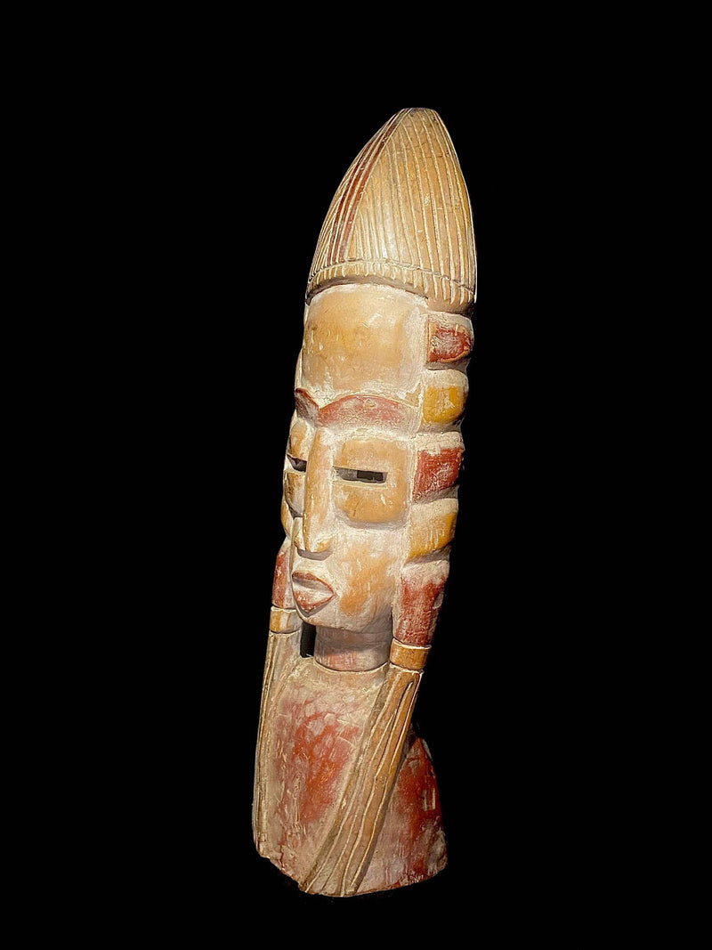 African mask Carved statue tribal wood Mbete figure -6264
