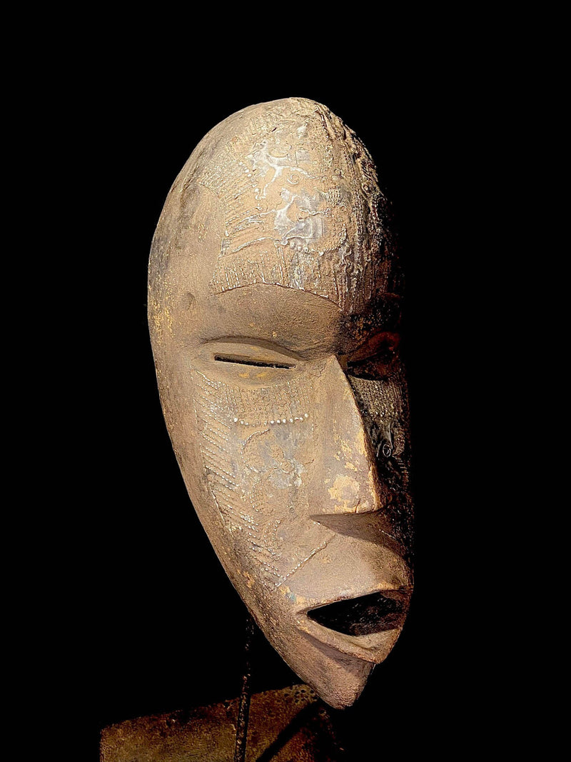 antique Handmade in Ghana by local artisans of the Ewe tribe Ghanaian Mask Metal-6593