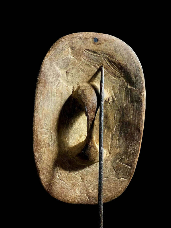 African mask vintage hand carved handmade wall hanging primitive art Dance Shield-6841