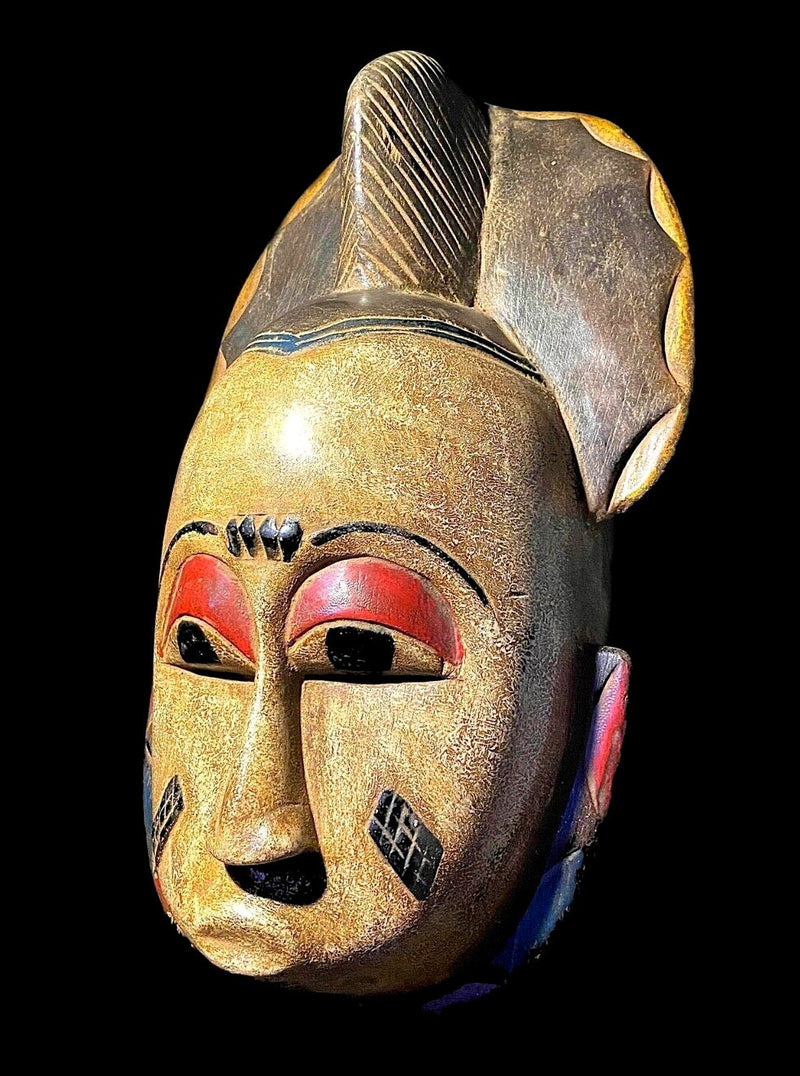 African antique Mask Hand Carved Guru Mask Cote D'ivoire African Art -6669