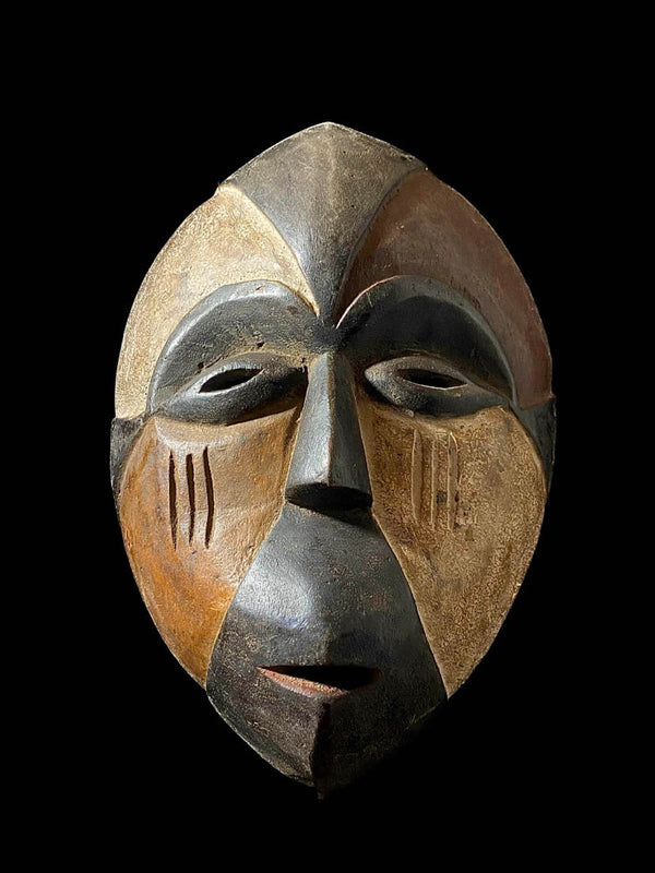 african mask  Face Mask Wood Hand Carved Vintage Wall Hanging Igbo -6740