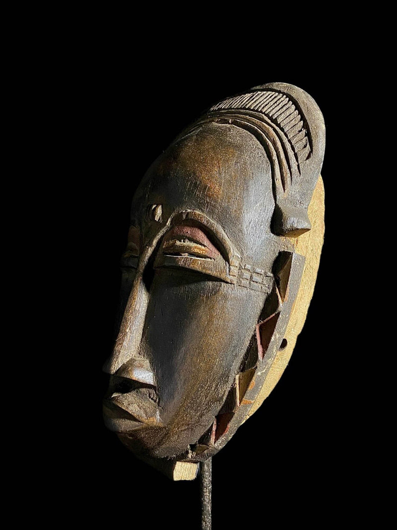Baule West African Mask Tribal Face Mask Wood Hand Carved Wall Hanging-7211