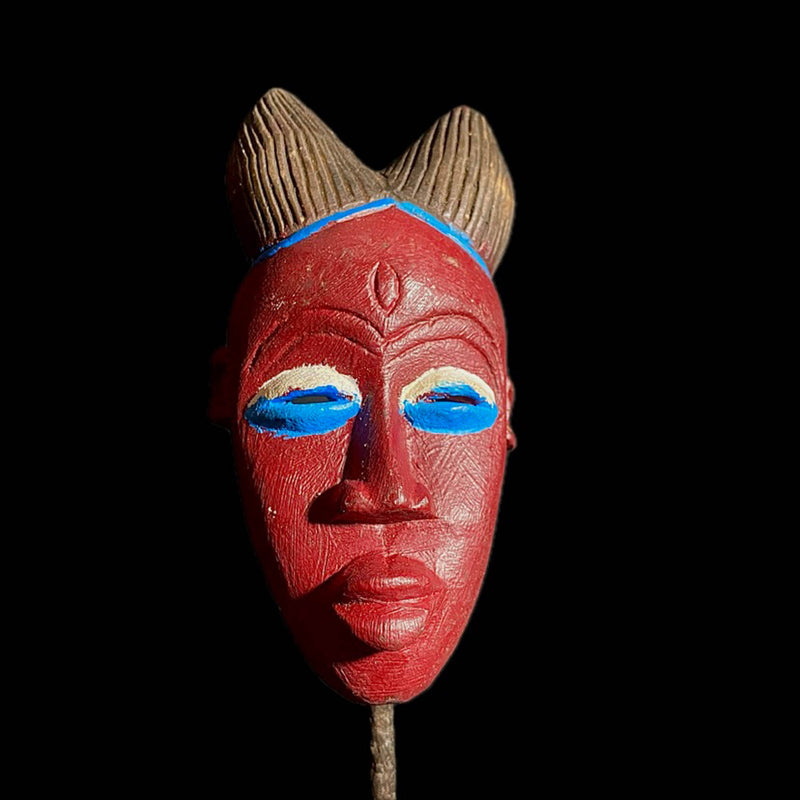 African Tribal Face Guru Wood Hand Carved Vintage Wall Hanging-8137