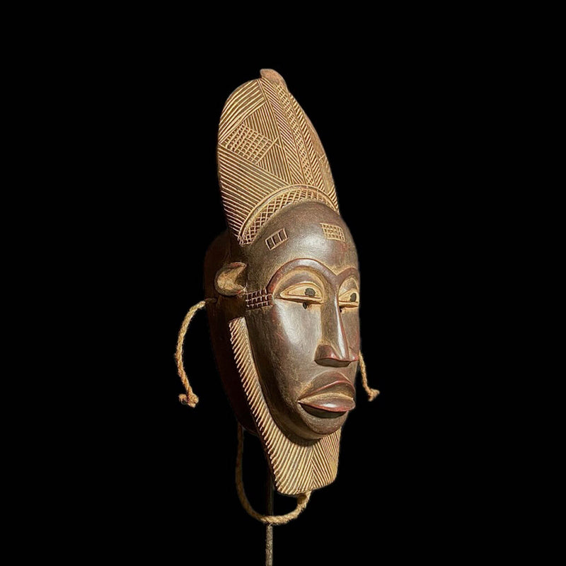 African Mask Face Mask Wood Hand Carved Wall Hanging Baule Mask-8154