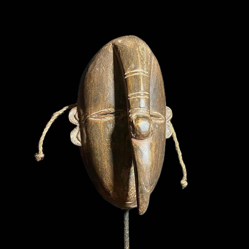 African Art Vintage Hand Carved Wooden Tribal Face Mask African Guro Baule-8156