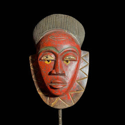 =African Tribal Face Mask Wood Hand Carved Wall Hanging tribal Guro mask-8140