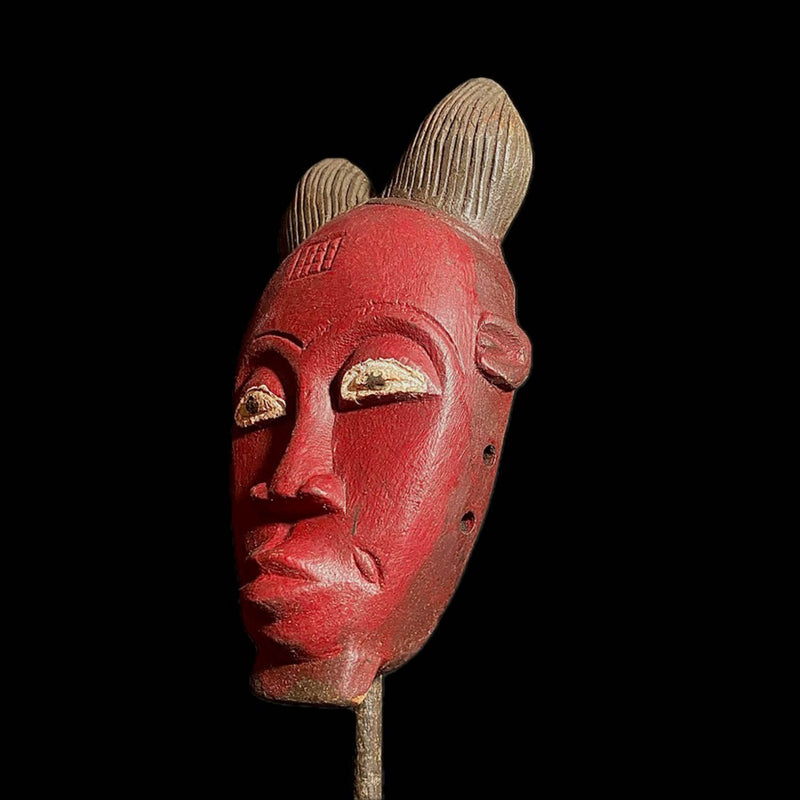 African Tribal Face Mask Wood Hand Carved Vintage Wall Hanging Guro Mask  -8142