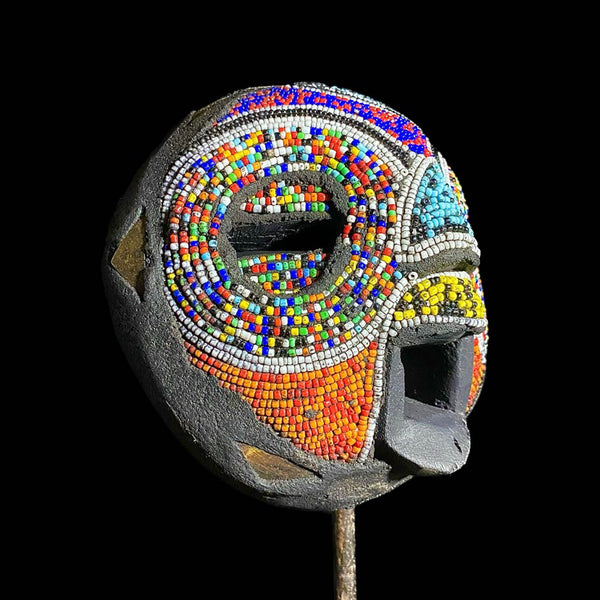 african mask colorful mask hand carved traditional wooden wall tribe ghana-7981