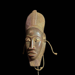 African Mask Face Mask Wood Hand Carved Wall Hanging Baule Mask-8154