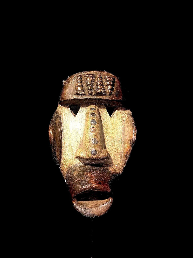 African mask Tribal Face Mask Dan Kran Wooden Polychrome Kaogle Mask-5167