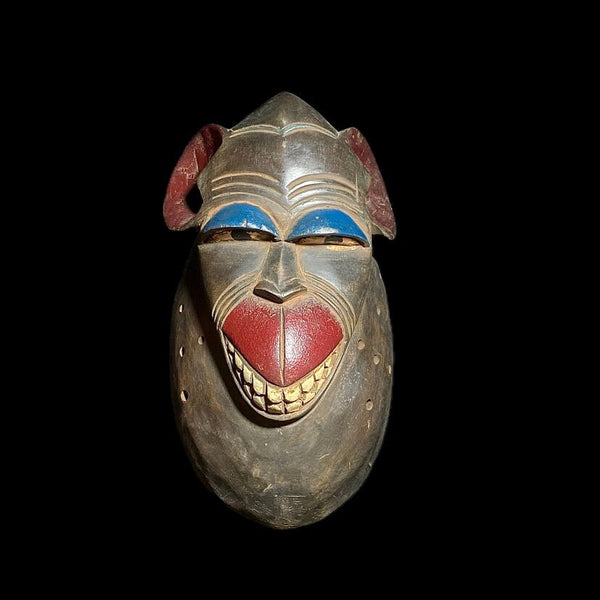 Monkey Mask Vintage African Carved Wood Baule Monkey Mask -8277