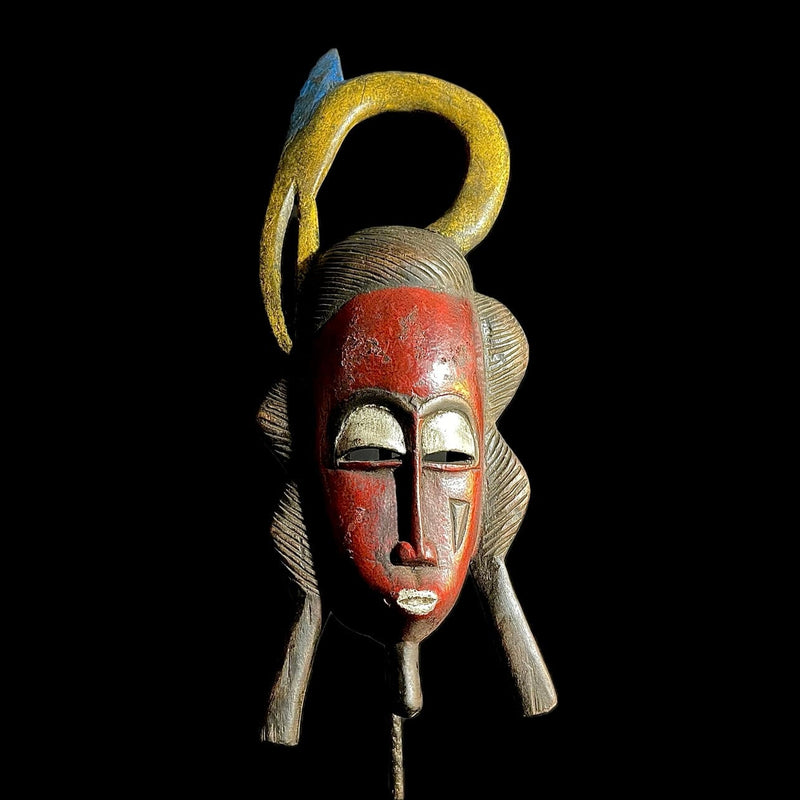 African Mask Antiques Tribal Art Face Vintage Wood Carved Vintage Guro -9441