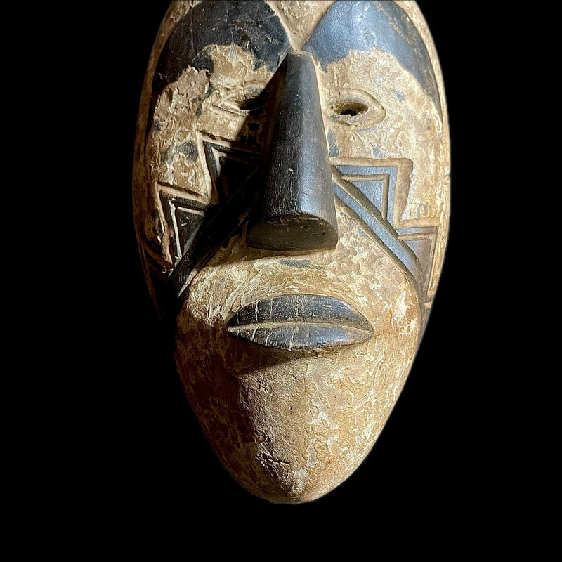 African Fang Nigil Mask Tribal Vintage Wood Carved Hanging Famous Mask-9465
