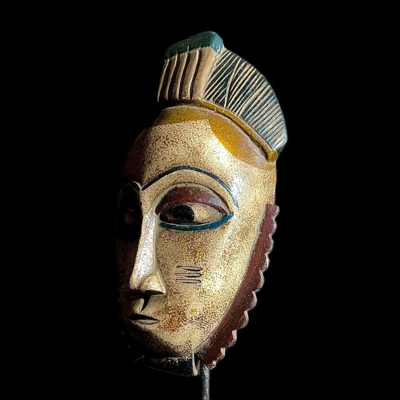 African Mask Collectible Hand Carved wood Wall Hanging Baule Ndoma-9481