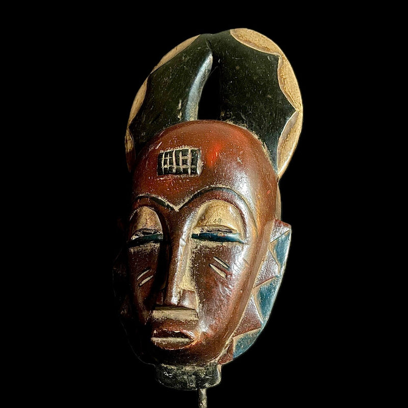 African Mask Collectible Hand Carved wood Wall Hanging Baule Ndoma-9483