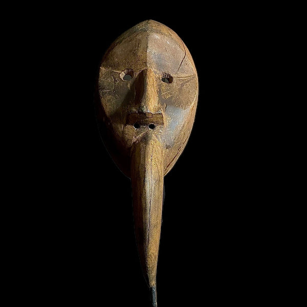 African mask Cubist Dan Bird Man Wood Face Mask Early 20th Century Libera -9562