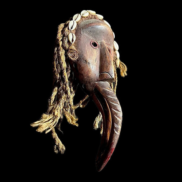 African mask Strong Cubist Dan Bird Man Wood Face Mask Early 20th Century Libera -9612