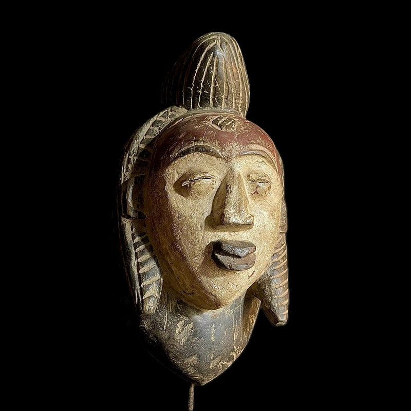 African Tribal Face Mask Wall Hang Wooden Punu Okuyi GURO Mask -9423