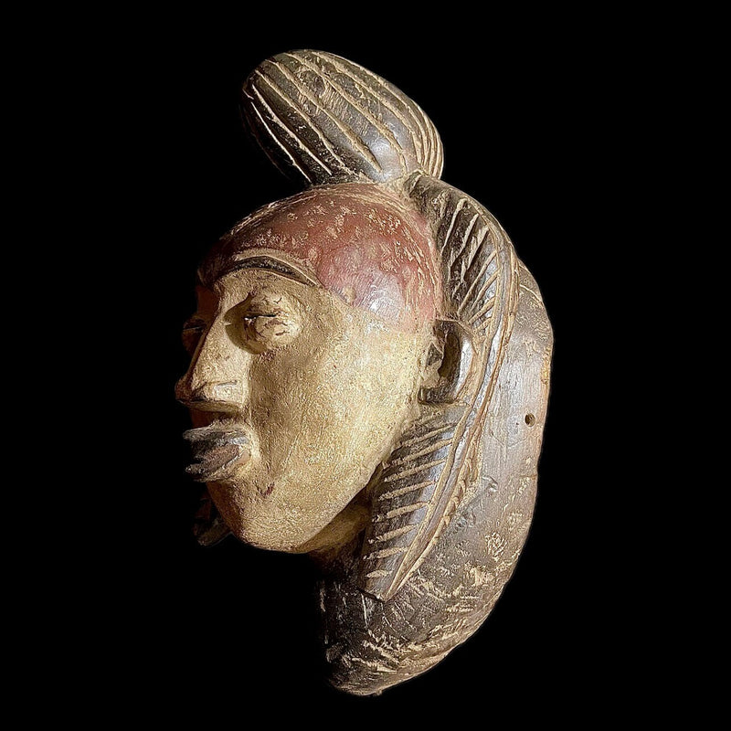 African Tribal Face Mask Wall Hang Wooden Punu Okuyi GURO Mask -9423