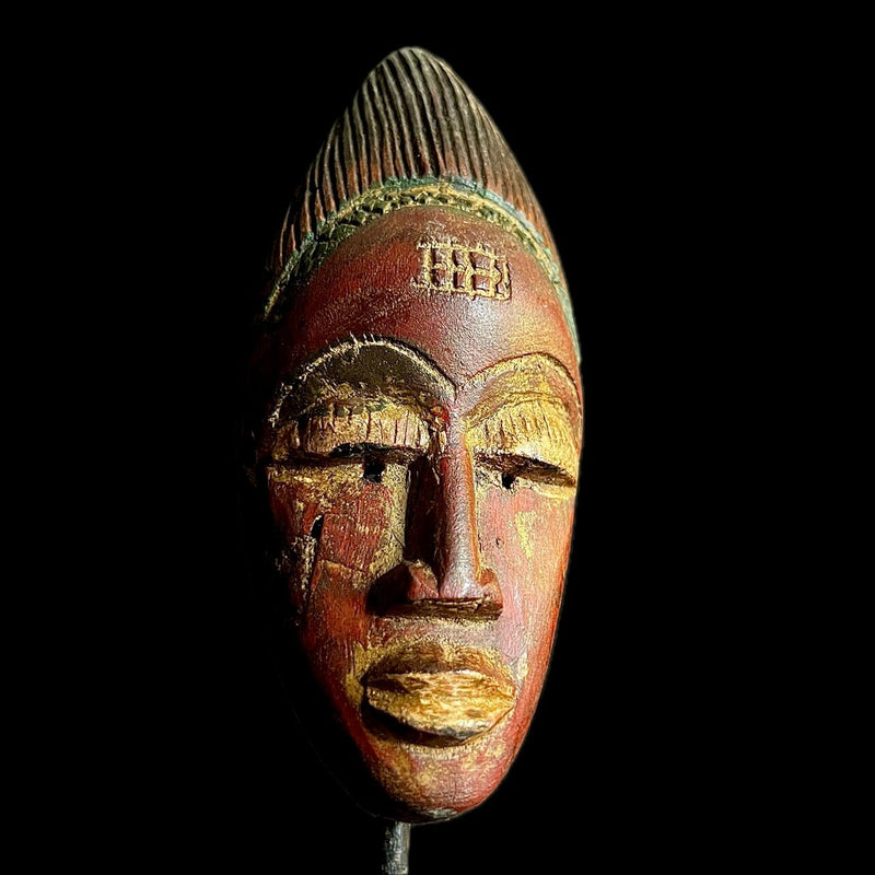 African Mask Tribal Face Mask Wood Hand Carved Wall Hanging mask antiques tribal Face vintage Wood Carved Hanging Baule Mask-9630