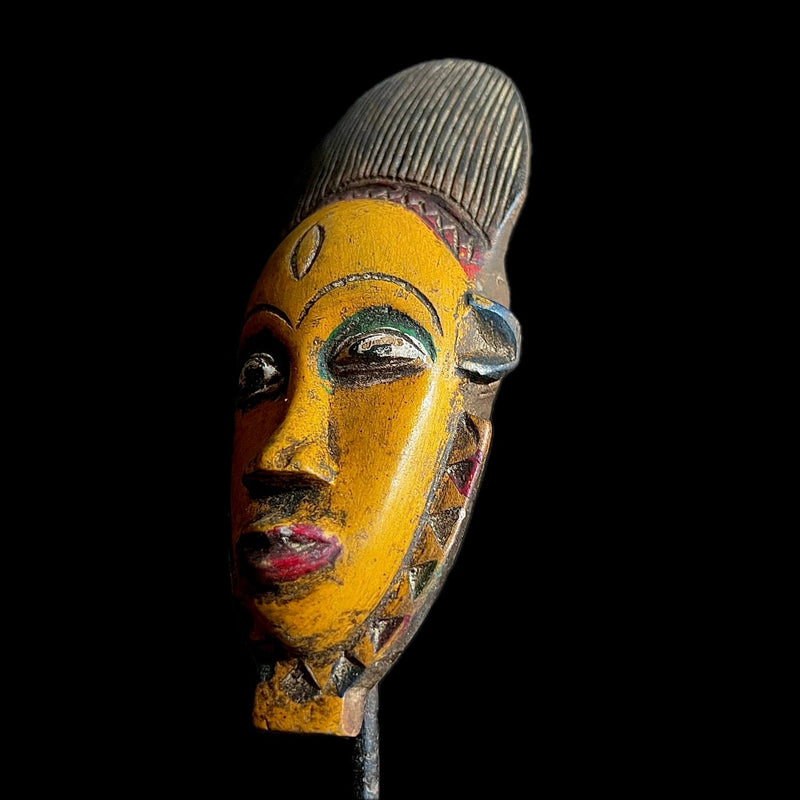African Mask Tribal Face Mask Wood Hand Carved Wall Hanging mask antiques tribal Face vintage Wood Carved Hanging Baule Mask-9628