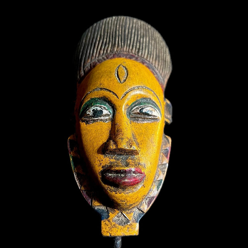 African Mask Tribal Face Mask Wood Hand Carved Wall Hanging mask antiques tribal Face vintage Wood Carved Hanging Baule Mask-9628