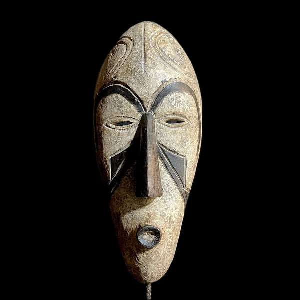 African Fang Nigil Mask Tribal Vintage Wood Carved Hanging Famous Mask-9448