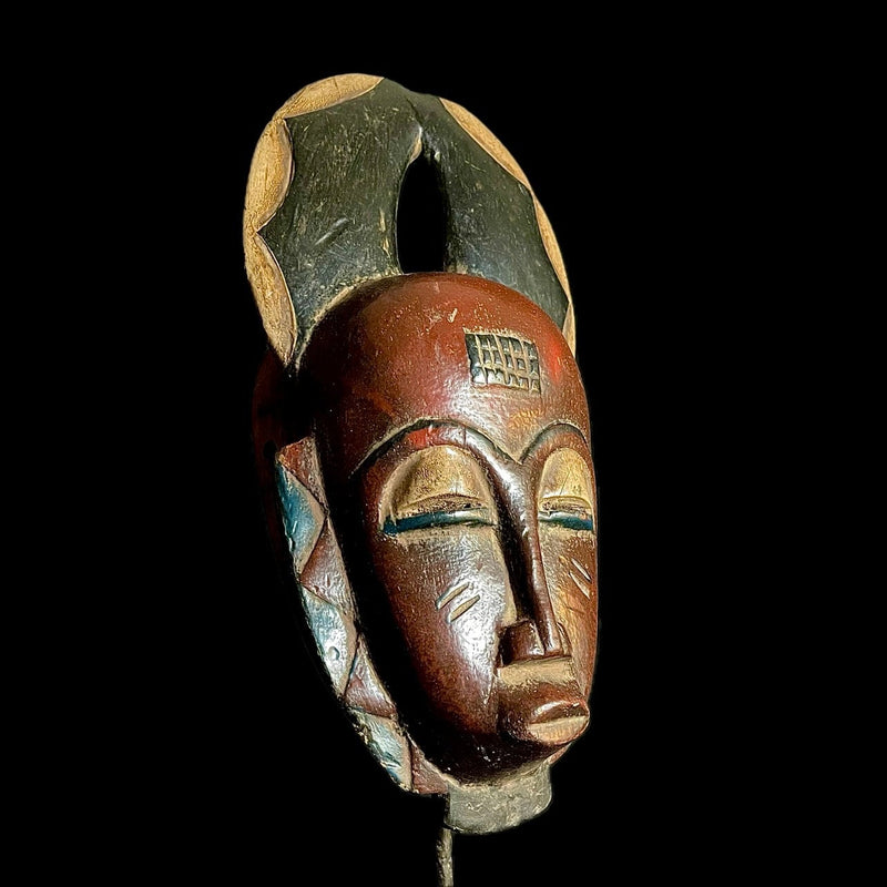 African Mask Collectible Hand Carved wood Wall Hanging Baule Ndoma-9483