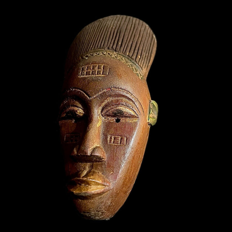 African Baule Mask-Wooden Tribal Mask Handmade folk art Antiques Mid-century Wall Hanging Traditional Art Collectibles Wall Art Decor-9645
