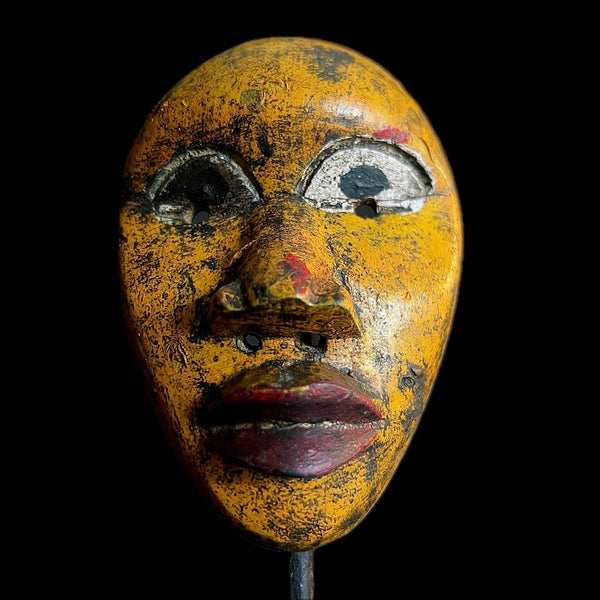 African Baule Mask-Wooden Tribal Mask Handmade folk art Antiques Mid-century Wall Hanging Traditional Art Collectibles Wall Art Decor-9647
