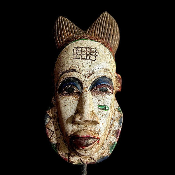 African Baule Mask-Wooden Tribal Mask Handmade folk art -9651