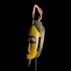 African Mask Hand Carved Guro Tribe Gu Female Wall Hanging-9485
