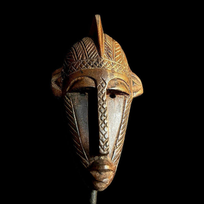 African Tribal Face Mask Wood Hand Carved Vintage Wall Hanging Baule-9634