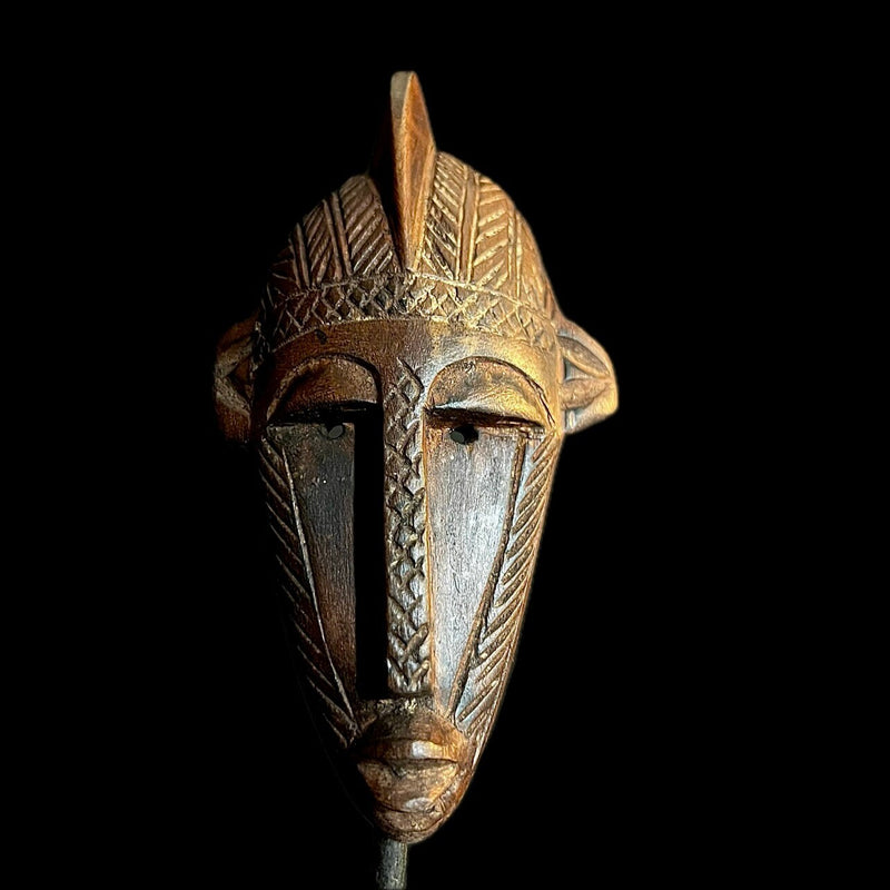 African Tribal Face Mask Wood Hand Carved Vintage Wall Hanging Baule-9634