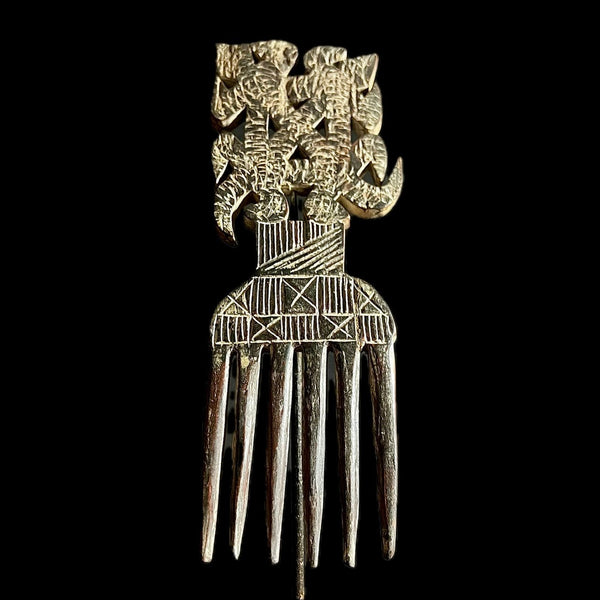 African figure West African Comb Wooden African Swahili Carved-9660