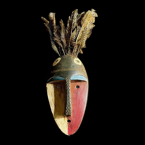 African Tribal Face Mask Wood Hand Carved Vintage Dan Kran Kaogle Mask -9675