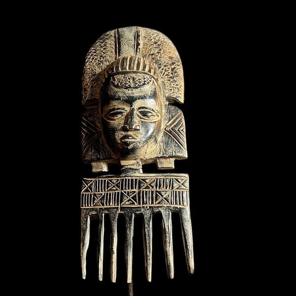 African figure West African Comb Wooden African Swahili Carved-9674